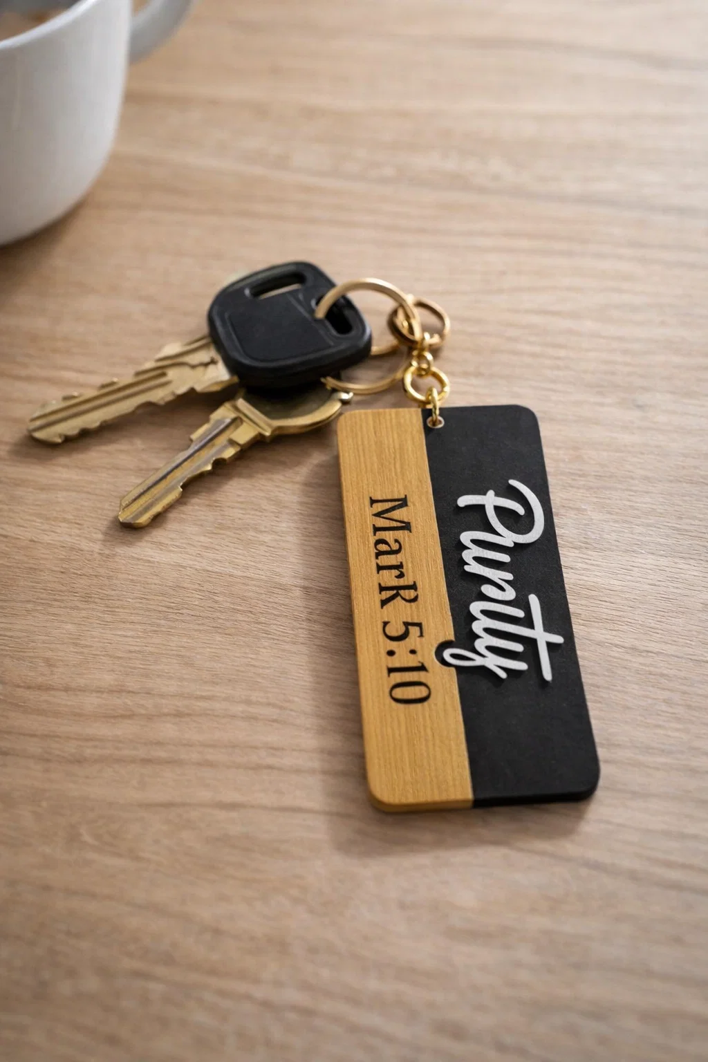 Personalized Scripture Wooden Keyring