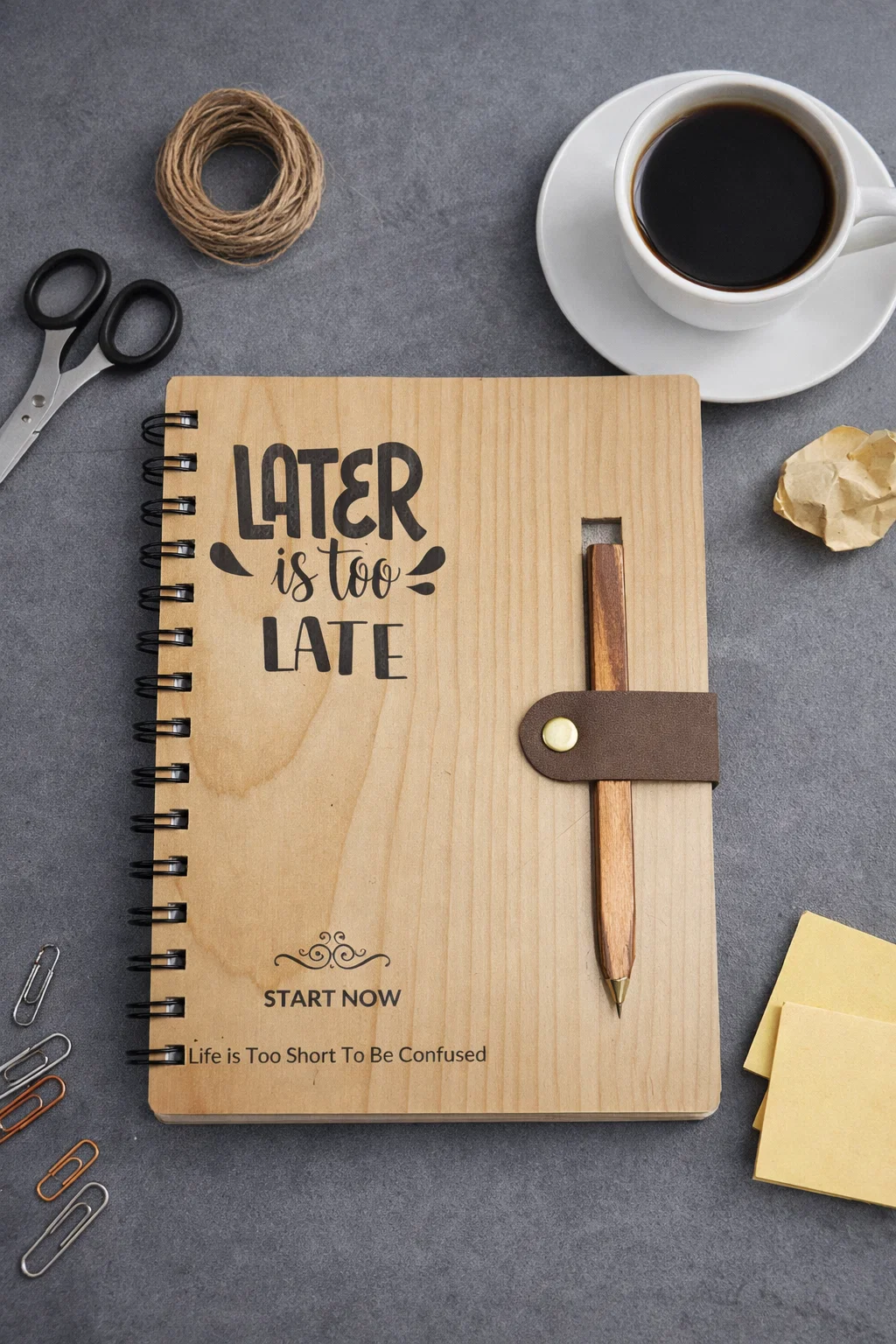 Engraved Wooden Motivation Journal