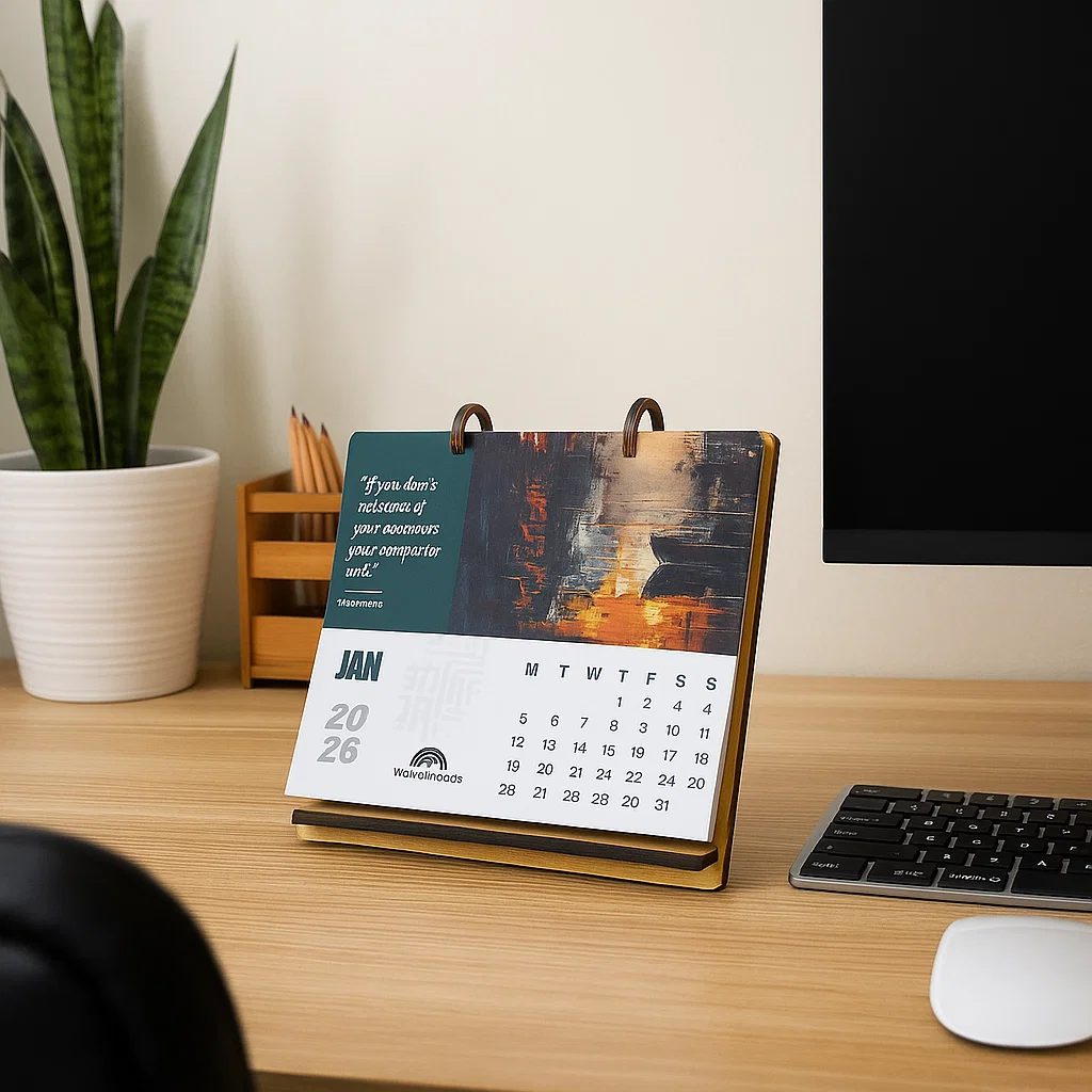 Premium Wooden Desktop Flip Calendar