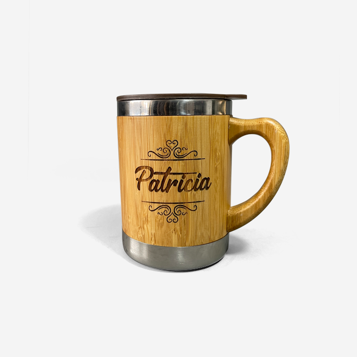 Personalized Bamboo & Stainless Steel Travel Mug