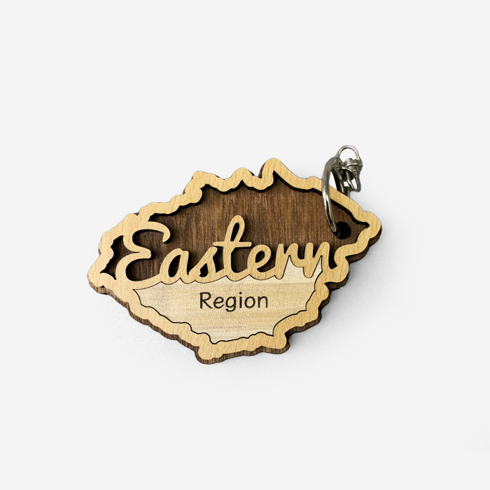 Custom 3D Script Name & Regional Keychains — Two-Tone Wood Finish