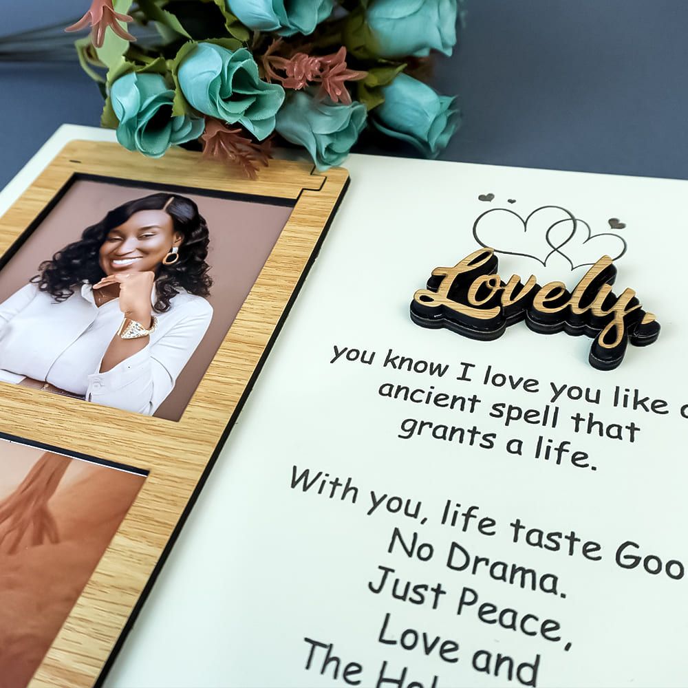 Personalized Engraved Wooden Double-Slot Photo Frame ( 11.5 x 11.5 in)