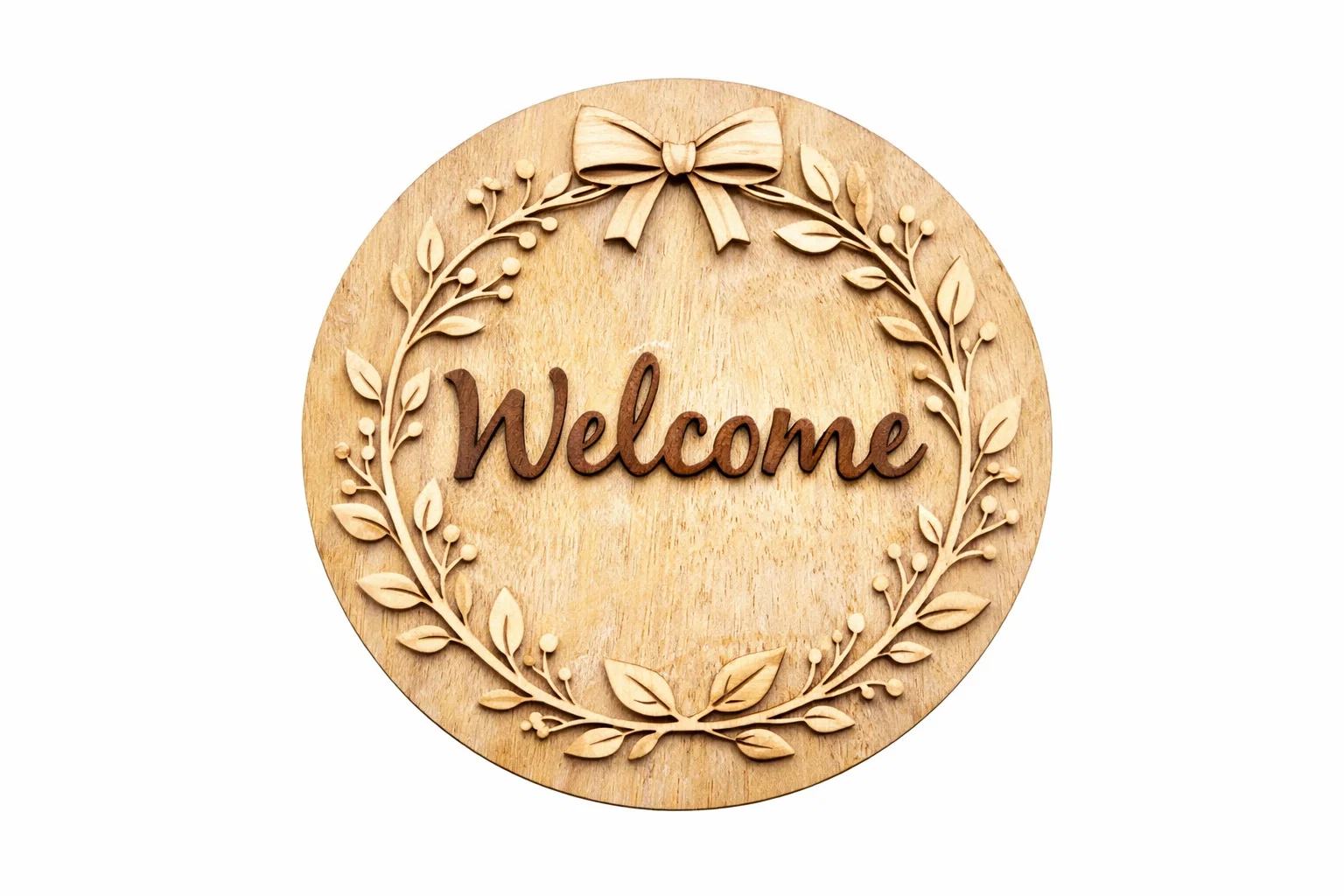 Round Wooden “Welcome” Door Sign